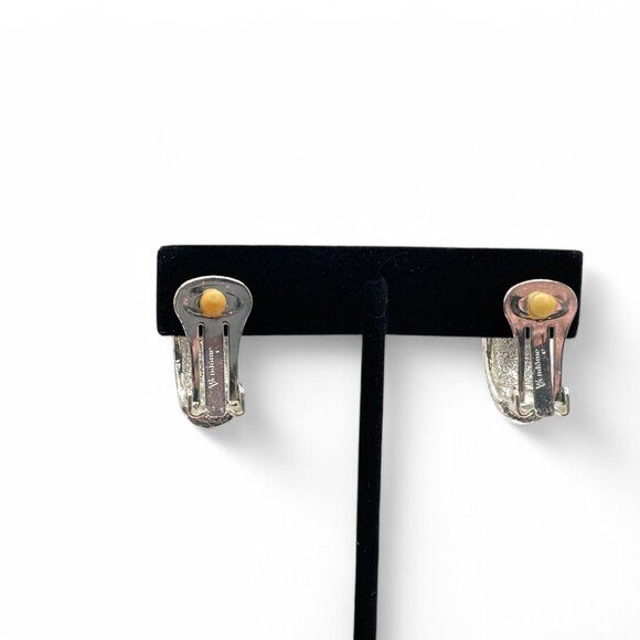 Vintage VENDOME Silver Tone Rhinestone Clip-On Earrings Collectible Designer - Picture 6 of 9